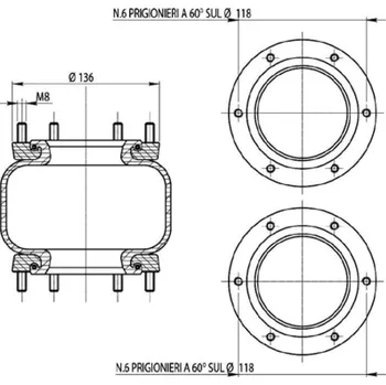 Vlnovec, vzduchové odpružení PN. T279/F různé aplikace Gart
