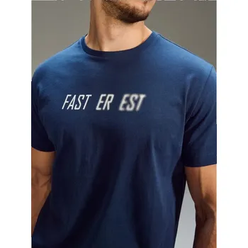 Pánské tričko Sinsay - Bavlněné tričko s nápisem - modrá - 246HL-58X - 246HL-58X-3XL