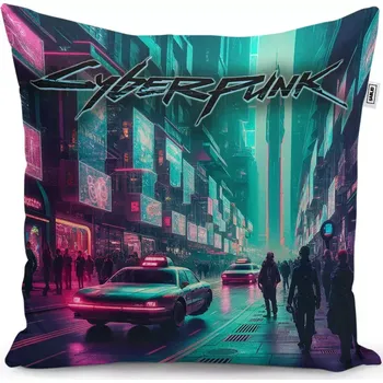 Dekorativní polštářek Dekorační polštář Cyberpunk 2077 Město - Sablio - 40x40 cm