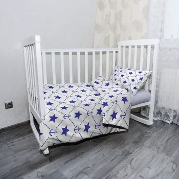 Povlečení Sablio Mikroplyšové povlečení do dětské postýlky Hvězdy a kotvy - 100x135 / 40x60