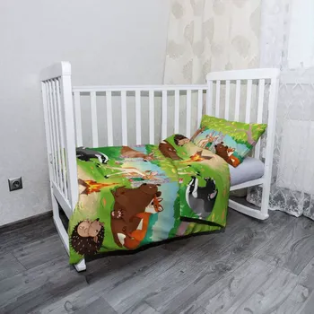 Povlečení Sablio Mikroplyšové povlečení do dětské postýlky Lesní zvířátka 2 - 100x135 / 40x60