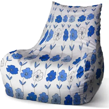 Sedací pytel Sedací vak Bean Modré květiny - Sablio - 60 x 70 x 70 cm