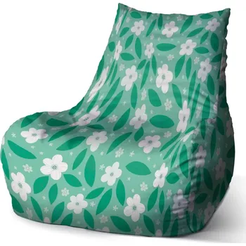 Sedací pytel Sedací vak Bean Bílé květy s lístky - Sablio - 60 x 70 x 70 cm