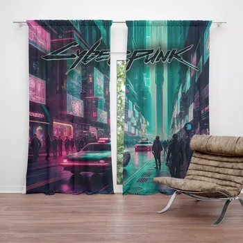 Závěs Sablio Závěsy Cyberpunk 2077 Město: 2ks 140x250cm