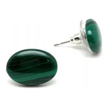 Náušnice Náušnice oválné malachit 10x14-15mm