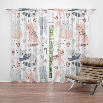 Závěs Sablio Závěsy Malované kočičky: 2 ks - 140x250 cm - Sablio