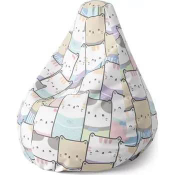 Sedací pytel Sedací vak Pear Kreslená koťátka - Sablio - 70 x 95 x 15 cm