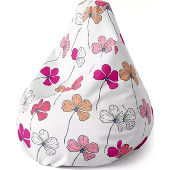 Sedací pytel Sedací vak Pear Růžové kvítí - Sablio - 140 x 100 x 25 cm