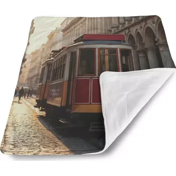 Dětská deka Sablio Dětská deka pro miminko Historická červená tramvaj - 80x100 cm