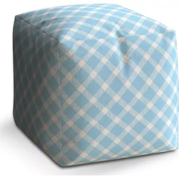 Taburet Sablio Taburet Kostka Modrobílé čtverce: 40x40x40 cm - Sablio