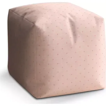 Taburet Sablio Taburet Kostka Růžové křížky na světle růžové: 40x40x40 cm - Sablio