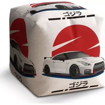 Taburet Sablio Taburet Cube Nissan GTR 35 Japonské slunce: 40x40x40 cm