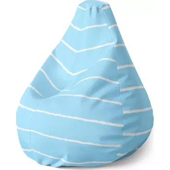 Sedací pytel Sedací vak Pear Bílé linky na modré - Sablio - 70 x 95 x 15 cm
