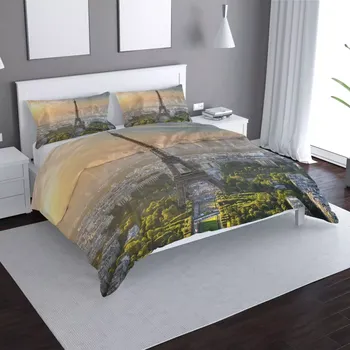 Povlečení Saténové povlečení Paříž Eifellova věž Skyline - Sablio - 140x200 / 90x70