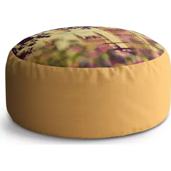 Taburet Sablio Kulatý taburet Circle Londýn Big Ben Flowers: 38x48 cm - Sablio