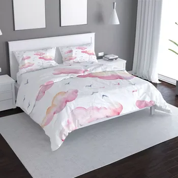 Povlečení Saténové povlečení Růžové mraky - Sablio - 140x220 / 90x70