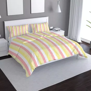 Povlečení Saténové povlečení Žlutorůžové pruhy - Sablio - 140x200 / 90x70