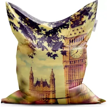 Sedací pytel Sedací vak Classic Londýn Big Ben Flowers - Sablio - 200x140 cm