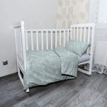 Povlečení Sablio Mikroplyšové povlečení do dětské postýlky Bílé lístky - 100x135 / 40x60