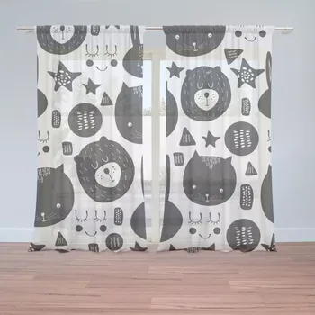 Záclona Sablio Záclony Kočička a medvěd: 2 ks - 150x250 cm - Sablio