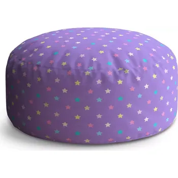 Taburet Sablio Kulatý taburet Circle Hvězdy na fialové: 38x48 cm - Sablio