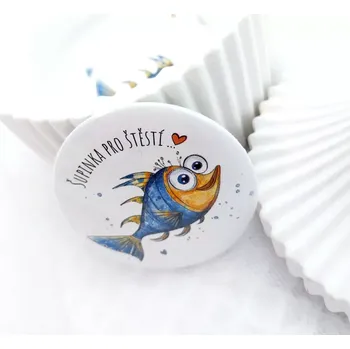 Kosmetické zrcátko Šupinka pro štěstí vzor 3, zrcátko průměr 58 mm, 1 kus