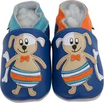 LAIT ET MIEL Kožené capáčky s pejskem 2-3 roky Modrá 25-26