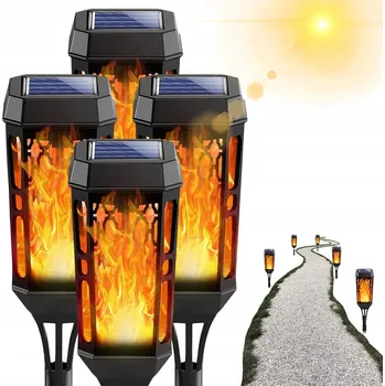 Venkovní osvětlení 4x Solární Zahradní Lampa Vodotěsná IP65 Soumrakový Senzor Efekt Plamene