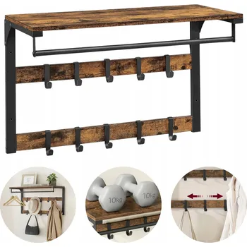 Věšák Šatní ramínko laminovaná deska Songmisc černá, rustikální dub