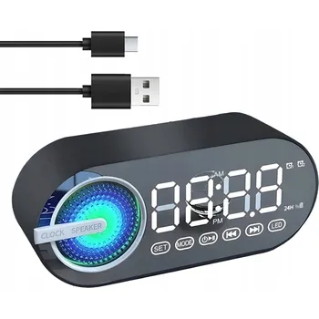 Budík MODERNÍ DIGITÁLNÍ BUDÍK Mini S BLUETOOTH REPRODUKTOREM RGB A FM RÁDIEM USB
