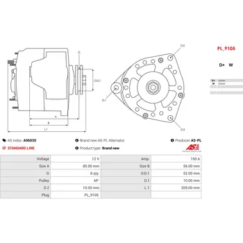 Alternátor Usměrňovač, generátor AS-PL Sp. z o.o. ARC5113