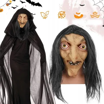Karnevalová maska HALLOWEENSKÁ MASKA STRAŠIDELNÁ ČARODĚJNICE LATEXOVÁ UNIVERZÁLNÍ VELIKOST