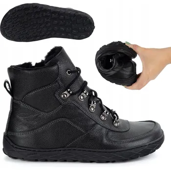 Dámská zimní obuv Dámské barefoot zimní boty kožené zateplené vlnou černé 1292 40