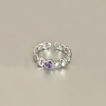 Prsten Nastavitelný fialový párový prsten s hvězdou | prsten, šperk - 03