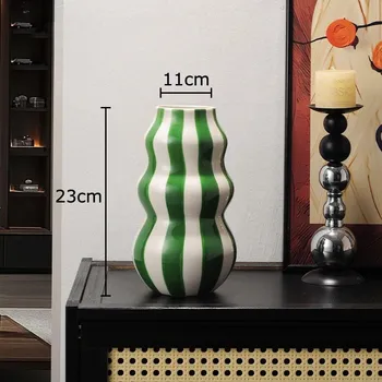 Váza Barevná designová keramická váza moderní | dekorace - Zelená-L