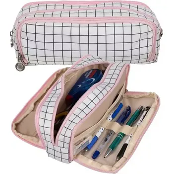 Penál Rozšiřitelné školní pouzdro - károvaný penál