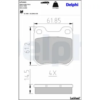 Autodíl Sada brzdových destiček, kotoučová brzda DELPHI LP1441