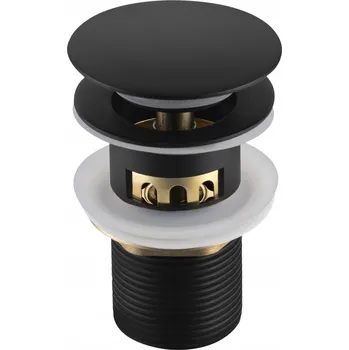 Sifon BALNEO UMYVADLOVÁ VÝPUST S KOŠÍČKEM KLIK KLAK ČERNÁ MOSAZNÁ S PŘEPADEM