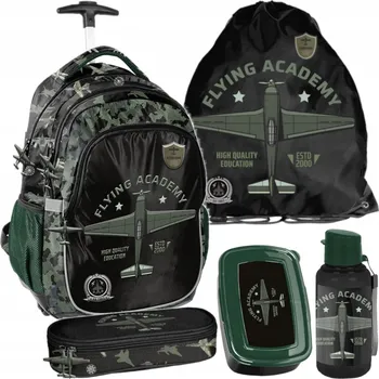 Školní batoh Školní batoh Paso s více přihrádkami, černý, zelený 1 l