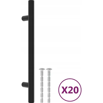 Nábytkové kování Černé nábytkové úchytky T 192 x 32 mm, nerezová ocel, 20 ks