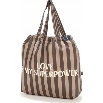 La Millou Nákupní taška Shopper Bag s kapsou L STRIPES Brown přes rameno