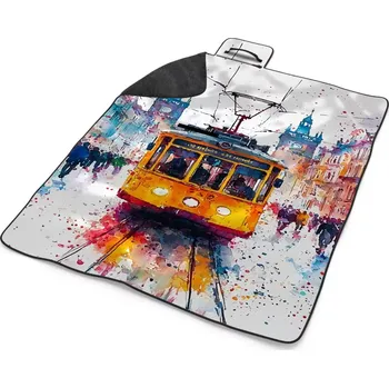 deka Sablio Plážová deka Žlutá tramvaj Paint: 200x140 cm