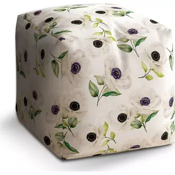 Taburet Sablio Taburet Cube Bílé sasanky: 40x40x40 cm