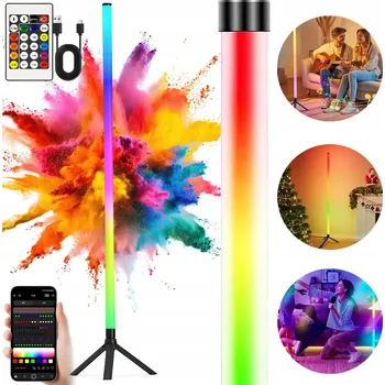 Stojací lampa LED RGB ROHOVÁ LAMPA PODLAHOVÁ 120CM DEKORATIVNÍ HUDEBNÍ OSVĚTLENÍ