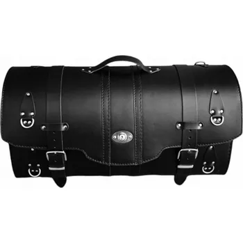 Zavazadlo na motocykl Kožený motocyklový kufr černý 45 litrů 2 helmy zámek - bez cvočků