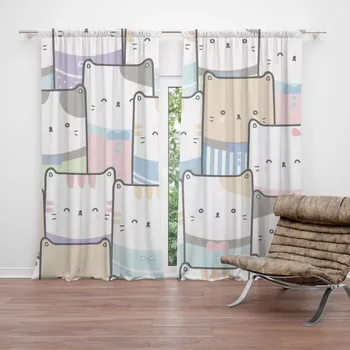 Závěs Sablio Závěsy Barevná koťátka: 2 ks - 140x250 cm - Sablio