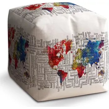 Taburet Sablio Taburet Kostka Jména států: 40x40x40 cm - Sablio