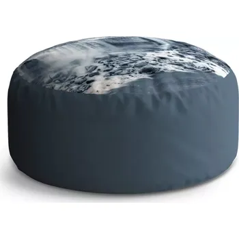 Taburet Sablio Kulatý taburet Circle Černobílý vodopád: 38x48 cm - Sablio