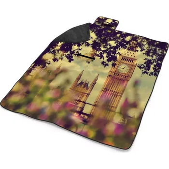 deka Sablio Plážová deka Londýn Big Ben Flowers: 200x140 cm