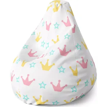 Sedací pytel Sedací vak Pear Růžové korunky na bílé - Sablio - 70 x 95 x 15 cm